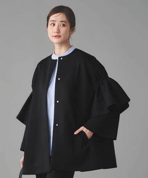 UNITED ARROWS（ユナイテッドアローズ）の「SPONGY フレアスリーブ コート（ノーカラーコート・レディース・ネイビー/ブラック・38/36）」の3枚目の写真