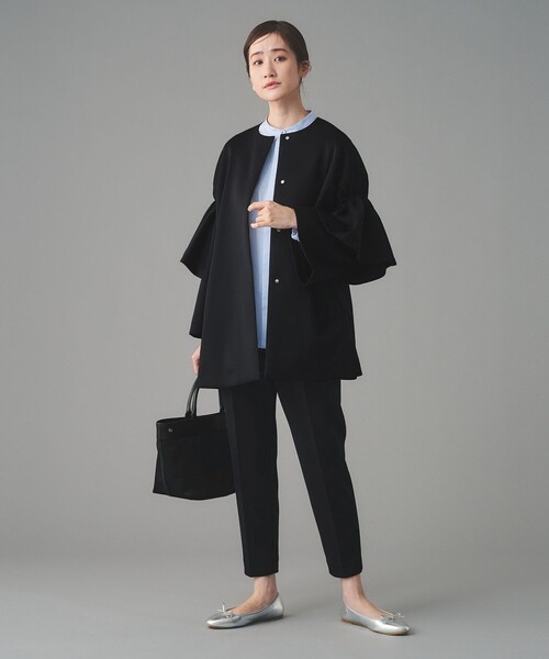 美品✨UNITED ARROWS SPONGY フレアスリーブ コート ブラック SPONGY フレアスリーブ コート（ノーカラーコート）｜UNITED ARROWS