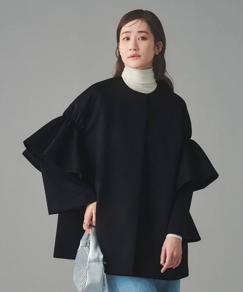 UNITED ARROWS（ユナイテッドアローズ）の「SPONGY フレアスリーブ コート（ノーカラーコート・レディース・ネイビー/ブラック・38/36）」の10枚目の写真