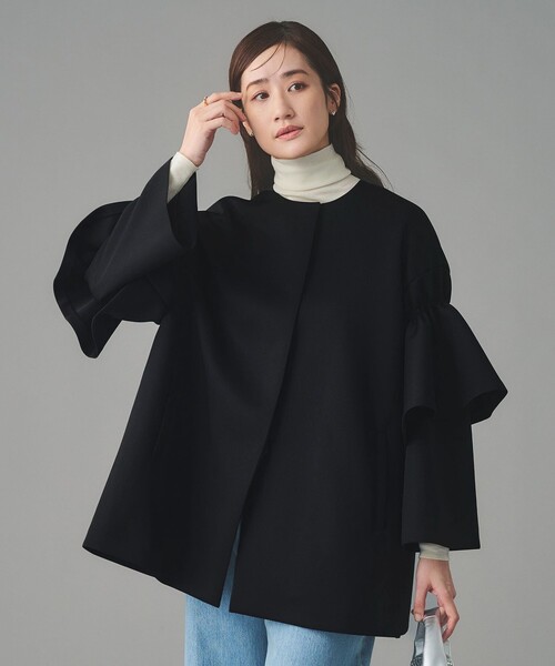 UNITED ARROWS（ユナイテッドアローズ）の「SPONGY フレアスリーブ コート（ノーカラーコート・レディース・ネイビー/ブラック・38/36）」の11枚目の写真