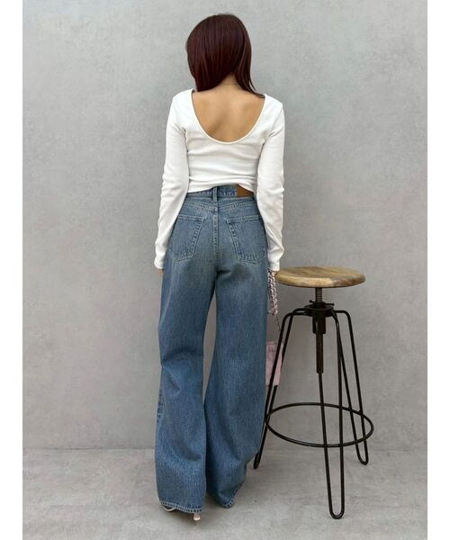 EVRIS(エヴリス)の「【着用動画あり】ビジューハートカッティングワイドデニムパンツ 春服(デニムパンツ・レディース・ブラック/ブルー・SMALL/MEDIUM)」の18枚目の写真