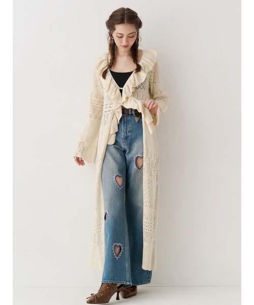 EVRIS（エヴリス）の「ビジューハートカッティングワイドデニムパンツ（デニムパンツ・レディース・ブラック/ブルー・SMALL/MEDIUM）」の22枚目の写真