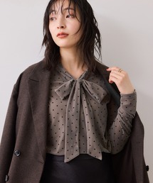 VIS | ベロアボウタイドットカットソー(Tシャツ/カットソー)