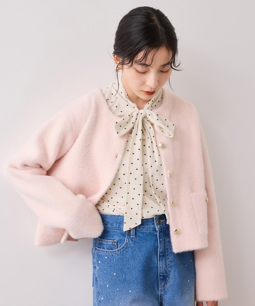 VIS（ビス）の「ベロアボウタイドットカットソー（Tシャツ/カットソー・レディース・オフホワイト/ベージュ系その他・FREE）」の5枚目の写真