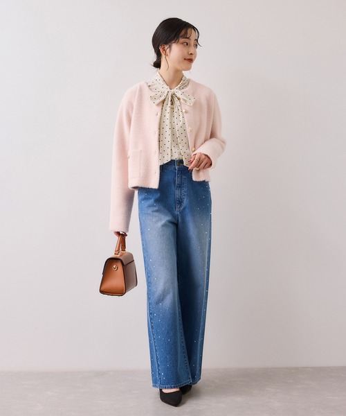 VIS（ビス）の「ベロアボウタイドットカットソー（Tシャツ/カットソー・レディース・オフホワイト/ベージュ系その他・FREE）」の7枚目の写真