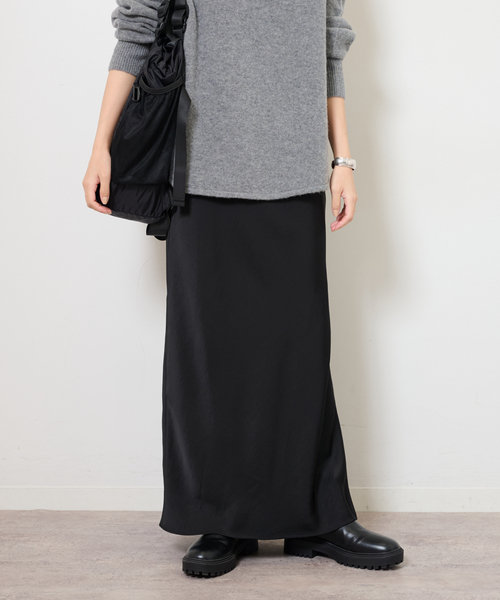 JOURNAL STANDARD relume(ジャーナルスタンダード レリューム)の「《追加2》サテンナロースカート(スカート・レディース・ブラック/ブラウン・36/38)」の5枚目の写真