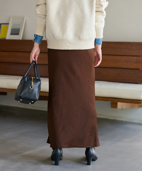 JOURNAL STANDARD relume(ジャーナルスタンダード レリューム)の「《追加2》サテンナロースカート(スカート・レディース・ブラック/ブラウン・36/38)」の10枚目の写真