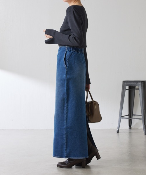 COLLAGE GALLARDAGALANTE（コラージュガリャルダガランテ）の「Q.anos/リラックスナローデニムスカート（デニムスカート・レディース・ライトグレー/ブルー・0/1）」の6枚目の写真