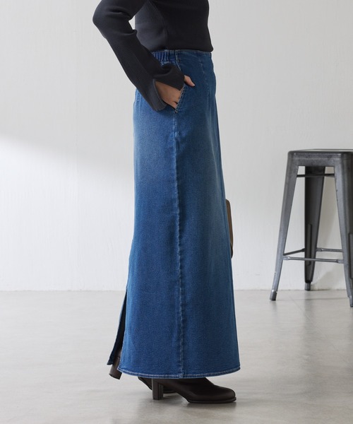 COLLAGE GALLARDAGALANTE（コラージュガリャルダガランテ）の「Q.anos/リラックスナローデニムスカート（デニムスカート・レディース・ライトグレー/ブルー・0/1）」の5枚目の写真