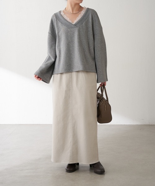 COLLAGE GALLARDAGALANTE（コラージュガリャルダガランテ）の「Q.anos/リラックスナローデニムスカート（デニムスカート・レディース・ライトグレー/ブルー・0/1）」の20枚目の写真