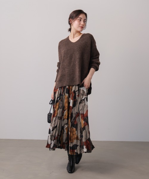 Bou Jeloud（ブージュルード）の「ヤクライクＶネックニットプルオーバー（ニット/セーター・レディース・グリーン/ブラウン/ライトグレー・FREE）」の17枚目の写真