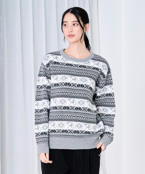 Arnold Palmer（アーノルドパーマー）の「AP フェアアイル シェア プルオーバーニット（ニット/セーター・レディース・グレー/グリーン/レッド・XS/S/M/L/LL）」の4枚目の写真