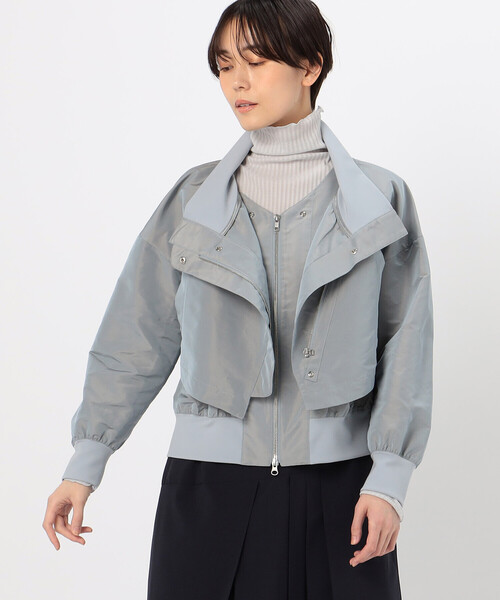 Gabardine K.T(ギャバジンケーティー)の「〔 +サイズ 〕 【レイヤード】シャンブレータフタ ブルゾン(ブルゾン・レディース・サックスブルー/ネイビー/ライトグレー・15号)」の20枚目の写真