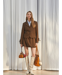 RIBBON POINT SHORT JACKET_BROWN