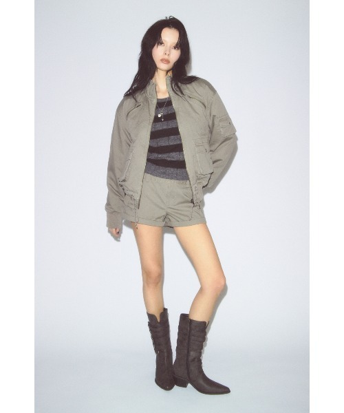 LAGUA GEM（ラグアジェム）の「STITCH STRIPE ブルゾン（ブルゾン・レディース・グレー/アイボリー/カーキ・FREE）」の6枚目の写真