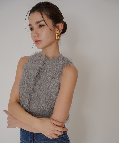 KINO THE KEI(キノザケイ)の「ファーライク ニット 2WAY トップス KINO THE KEI(ニット/セーター・レディース・ダークブラウン/ホワイト/グレイッシュベージュ/ベージュ・フリー)」の20枚目の写真
