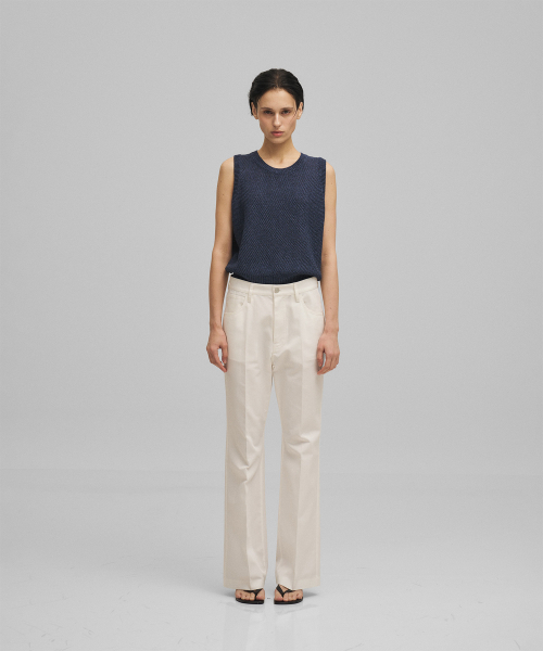 w. Tailored Twill Bootcut Pants (Off White)