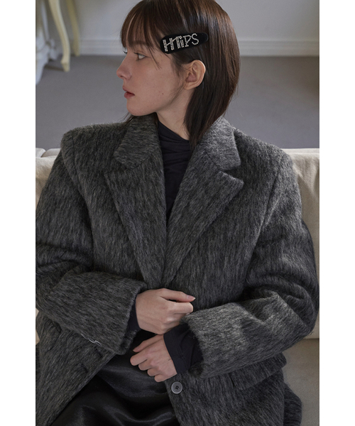 Wool loose fit blazer coat (black)