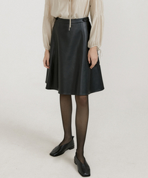 LEATHER FLARE SK_BLACK