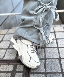 厚底 ボリューム ツートーンカラー ダブルシューレース スニーカー 399