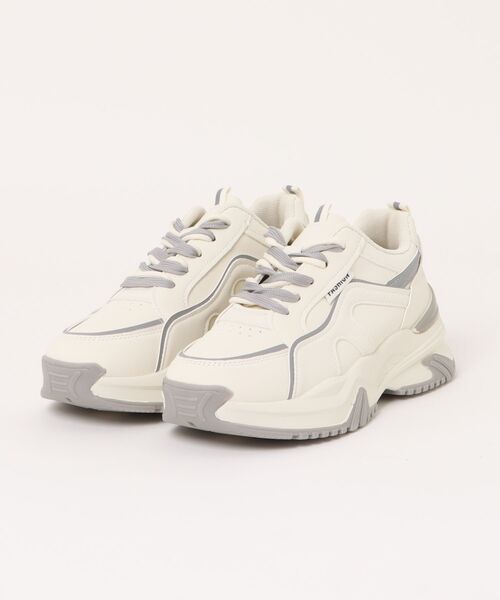 Shoes in Closet（シューズインクローゼット）の「厚底 ボリューム ツートーンカラー ダブルシューレース スニーカー 399（スニーカー・レディース・グレー/ベージュ・LL/S/M/L）」の21枚目の写真