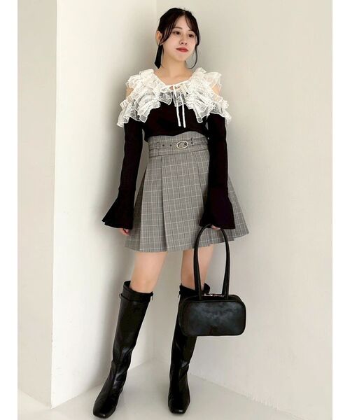 dazzlin(ダズリン)の「Vカットミニプリーツスカート(スカート・レディース・アイボリー/チャコールグレー/その他1/ブラック・MEDIUM/SMALL)」の20枚目の写真