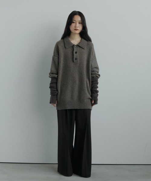 anuke（アンヌーク）の「Wool Polo Knit（ニット/セーター・レディース・モカ/チャコールグレー・FREE）」の8枚目の写真