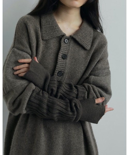 anuke（アンヌーク）の「Wool Polo Knit（ニット/セーター・レディース・モカ/チャコールグレー・FREE）」の9枚目の写真