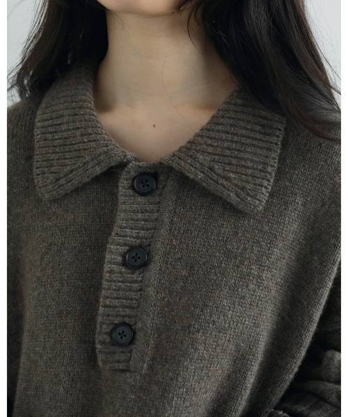 anuke（アンヌーク）の「Wool Polo Knit（ニット/セーター・レディース・モカ/チャコールグレー・FREE）」の10枚目の写真