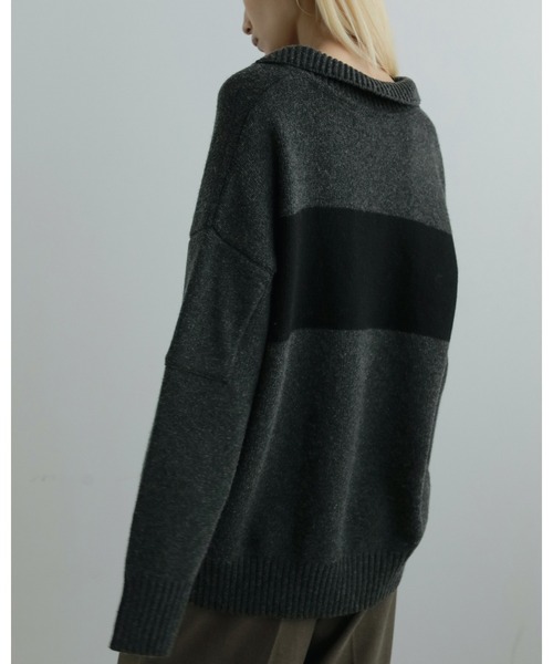 anuke（アンヌーク）の「Wool Polo Knit（ニット/セーター・レディース・モカ/チャコールグレー・FREE）」の6枚目の写真