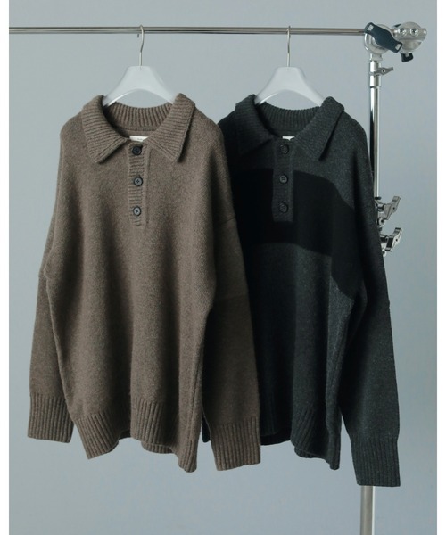 anuke（アンヌーク）の「Wool Polo Knit（ニット/セーター・レディース・モカ/チャコールグレー・FREE）」の12枚目の写真