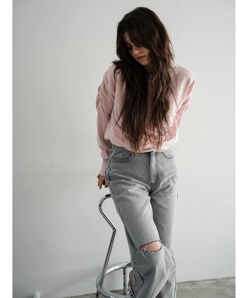 Katrin TOKYO（カトリーントーキョー）の「loose damaged denim（デニムパンツ・レディース・ライトブルー/ライトグレー・S/M/XS-Short/S-Short/XS-Regular）」の6枚目の写真