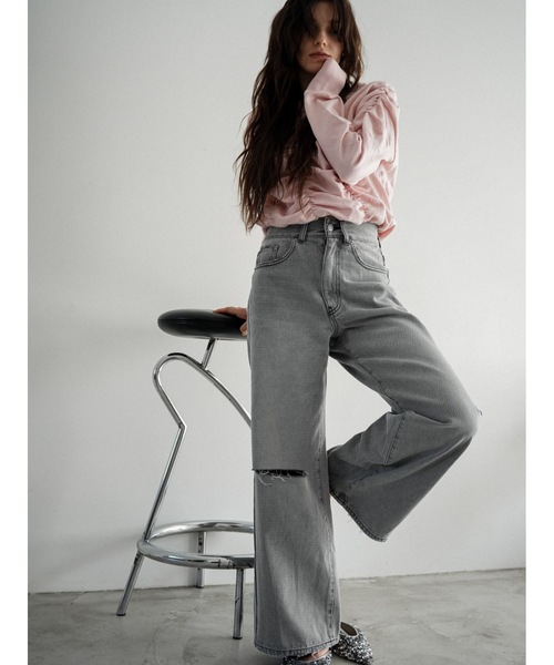 Katrin TOKYO（カトリーントーキョー）の「loose damaged denim（デニムパンツ・レディース・ライトブルー/ライトグレー・S/M/XS-Short/S-Short/XS-Regular）」の9枚目の写真