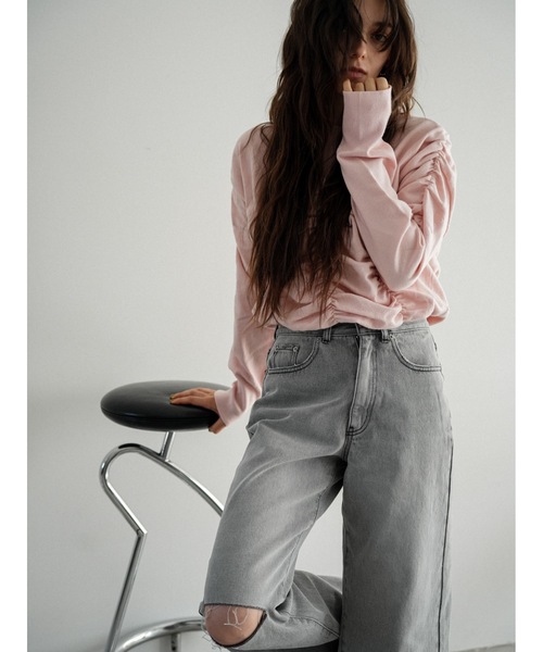 Katrin TOKYO（カトリーントーキョー）の「loose damaged denim（デニムパンツ・レディース・ライトブルー/ライトグレー・S/M/XS-Short/S-Short/XS-Regular）」の10枚目の写真