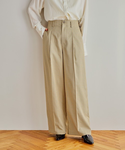 mysty woman（ミスティウーマン）の「インナーベルトストレートパンツ 636977（その他パンツ・レディース・ベージュ/ベージュ系その他/ネイビー・MEDIUM/SMALL）」の2枚目の写真