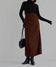 コーデュロイサイドシャーリングストレートスカート