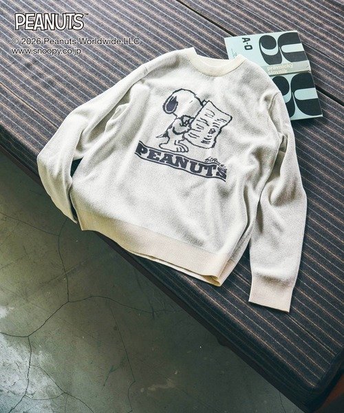 GLOBAL WORK(グローバルワーク)の「PEANUTS/スウェットライクニットプルオーバー/632927(ニット/セーター・メンズ・ピンク/ブルー/グレイッシュベージュ/アイボリー・MEDIUM/SMALL/LARGE)」の2枚目の写真