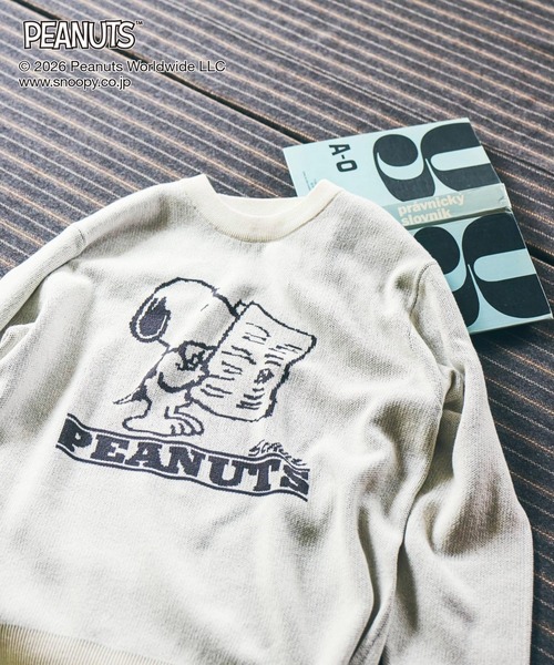 GLOBAL WORK(グローバルワーク)の「PEANUTS/スウェットライクニットプルオーバー/632927(ニット/セーター・メンズ・ピンク/ブルー/グレイッシュベージュ/アイボリー・MEDIUM/SMALL/LARGE)」の10枚目の写真