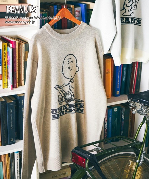 GLOBAL WORK(グローバルワーク)の「PEANUTS/スウェットライクニットプルオーバー/632927(ニット/セーター・メンズ・ピンク/ブルー/グレイッシュベージュ/アイボリー・MEDIUM/SMALL/LARGE)」の12枚目の写真