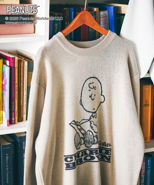 GLOBAL WORK(グローバルワーク)の「PEANUTS/スウェットライクニットプルオーバー/632927(ニット/セーター・メンズ・ピンク/ブルー/グレイッシュベージュ/アイボリー・MEDIUM/SMALL/LARGE)」の13枚目の写真