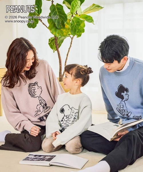 GLOBAL WORK(グローバルワーク)の「PEANUTS/スウェットライクニットプルオーバー/632927(ニット/セーター・メンズ・ピンク/ブルー/グレイッシュベージュ/アイボリー・MEDIUM/SMALL/LARGE)」の14枚目の写真