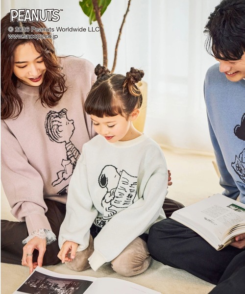 GLOBAL WORK(グローバルワーク)の「PEANUTS/スウェットライクニットプルオーバー/632927(ニット/セーター・メンズ・ピンク/ブルー/グレイッシュベージュ/アイボリー・MEDIUM/SMALL/LARGE)」の15枚目の写真