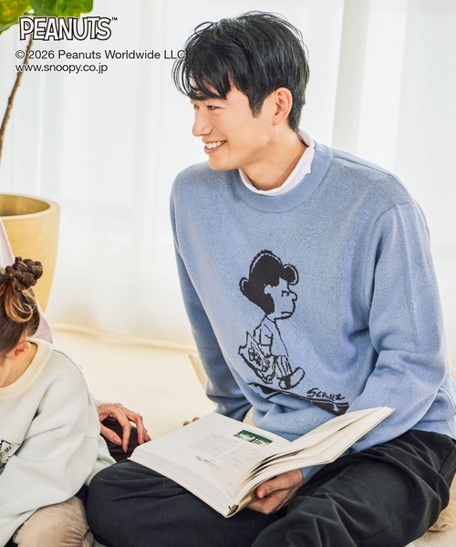 GLOBAL WORK(グローバルワーク)の「PEANUTS/スウェットライクニットプルオーバー/632927(ニット/セーター・メンズ・ピンク/ブルー/グレイッシュベージュ/アイボリー・MEDIUM/SMALL/LARGE)」の20枚目の写真