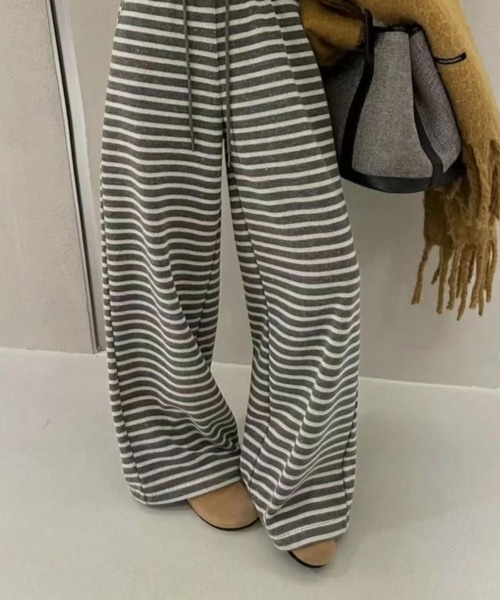 WEGO（ウィゴー）の「WEGO/ボーダーワイドストレートスウェットパンツ（スウェットパンツ・レディース・ホワイト系その他5/グレー系その他5・MEDIUM/LARGE）」の20枚目の写真