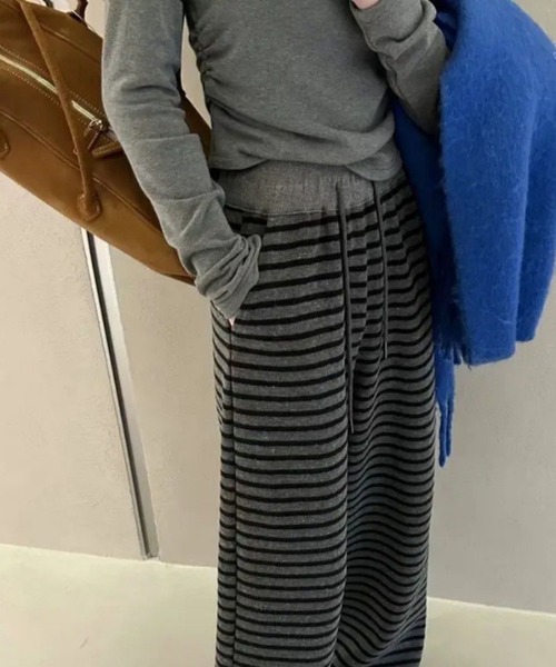 WEGO（ウィゴー）の「WEGO/ボーダーワイドストレートスウェットパンツ（スウェットパンツ・レディース・ホワイト系その他5/グレー系その他5・MEDIUM/LARGE）」の13枚目の写真