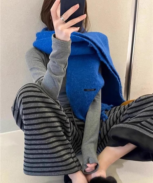 WEGO（ウィゴー）の「WEGO/ボーダーワイドストレートスウェットパンツ（スウェットパンツ・レディース・ホワイト系その他5/グレー系その他5・MEDIUM/LARGE）」の10枚目の写真