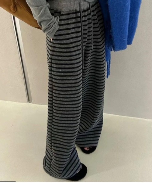 WEGO（ウィゴー）の「WEGO/ボーダーワイドストレートスウェットパンツ（スウェットパンツ・レディース・ホワイト系その他5/グレー系その他5・MEDIUM/LARGE）」の14枚目の写真