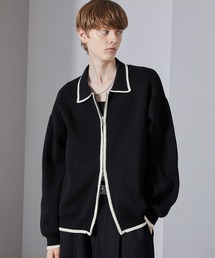 Loose/ルース | 配色ライン ショートダブルジップニットカーデ(カーディガン/ボレロ)