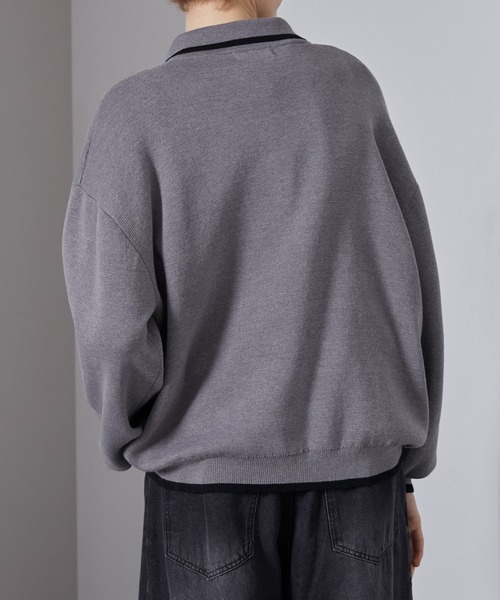 Loose/ルース（ルース）の「配色ライン ショートダブルジップニットカーデ（カーディガン/ボレロ・メンズ・ブラック/グレー/ピンク・S/L/M）」の16枚目の写真