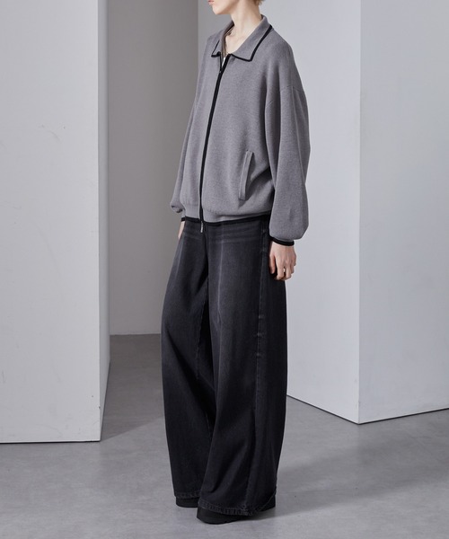 Loose/ルース（ルース）の「配色ライン ショートダブルジップニットカーデ（カーディガン/ボレロ・メンズ・ブラック/グレー/ピンク・S/L/M）」の20枚目の写真